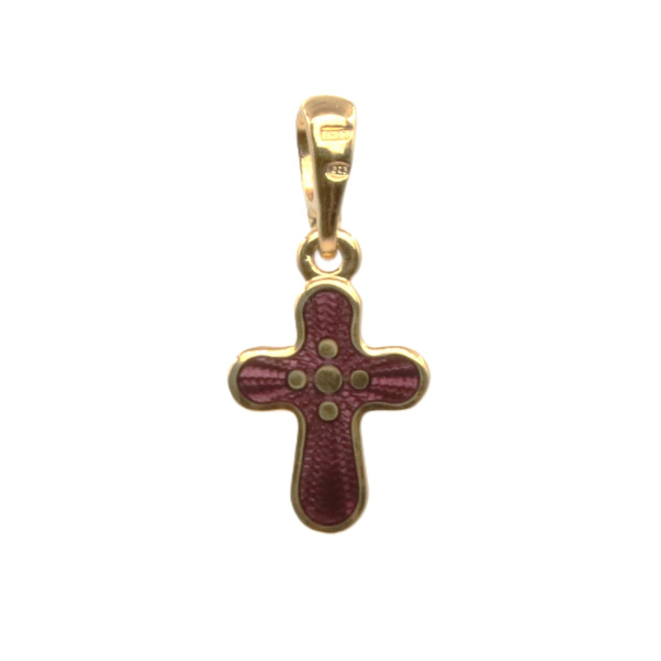 Детский крестик с горячей эмалью «КРЭ13» серебро/позолота фиолетовый